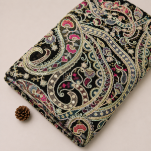 Midnight Paisley Embroidered Fabric - 42 INCH WIDTH