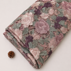Flora Crossia Imported Cutwork – (Dusty Mauve) 54 INCH WIDTH.