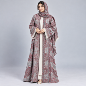 Pashmina Abaya Set with Matching Shawl - Red