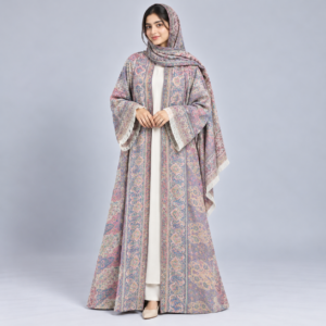 Pashmina Abaya Set with Matching Shawl - Dusty Pink