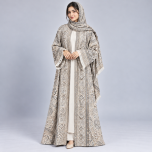 Pashmina Abaya Set with Matching Shawl - Ivory